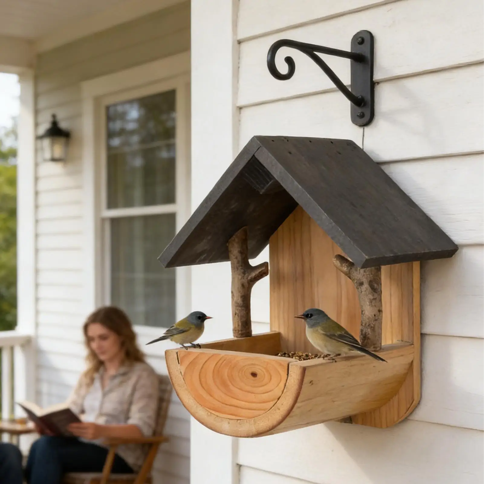 Wall Mount Wooden bird feeder  - Feeding review and price