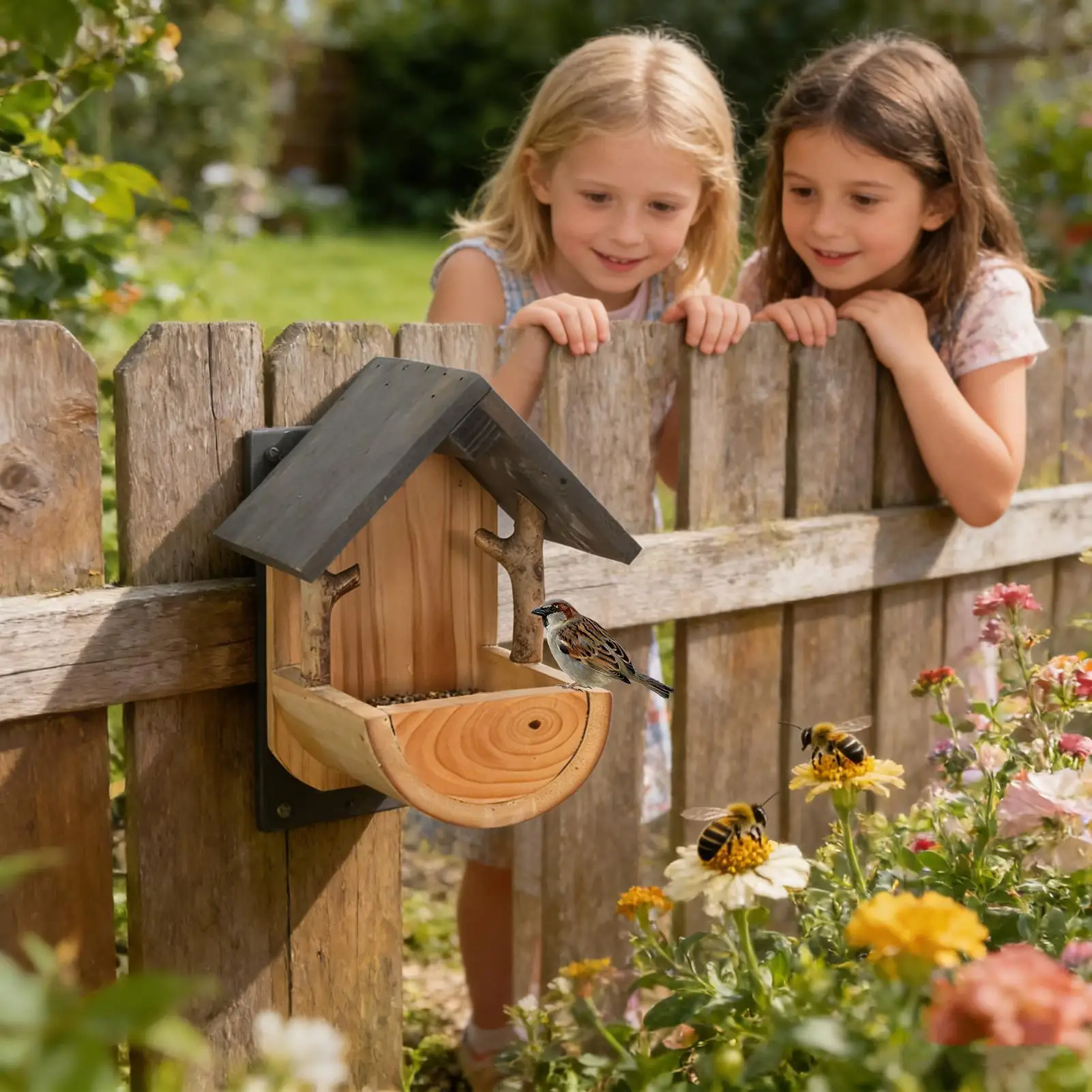 Wall Mount Wooden bird feeder  - Feeding review and price