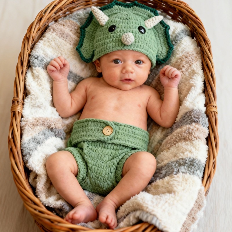 2pcs Crochet Dinosaur Newborn  - Infant Photography Props Outfit review and price