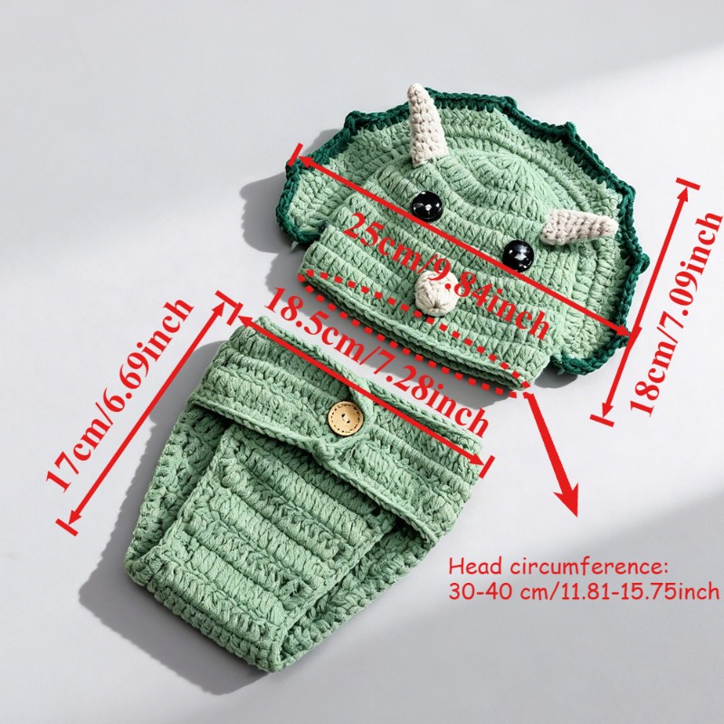 2pcs Crochet Dinosaur Newborn  - Infant Photography Props Outfit review and price