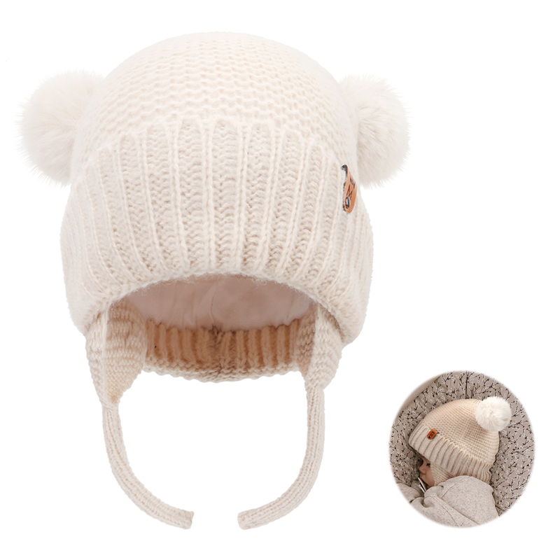 Baby Wool Hat Cute Fur Ball Ea - Infant Beanie Hat With Ears review and price