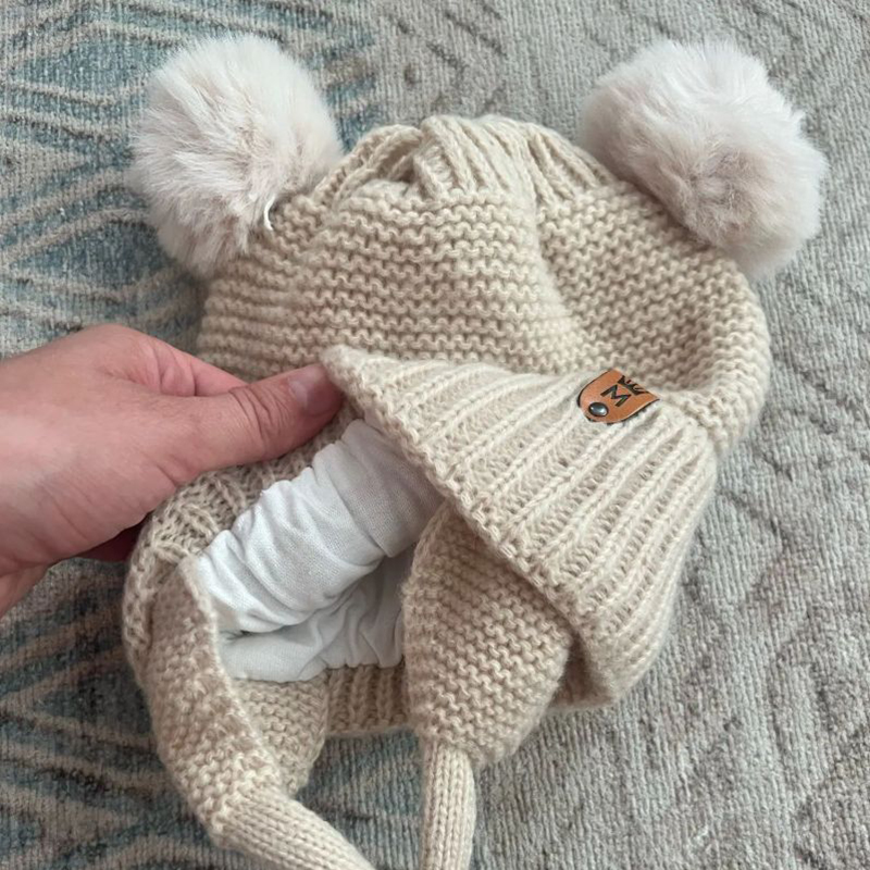 Baby Wool Hat Cute Fur Ball Ea - Infant Beanie Hat With Ears review and price