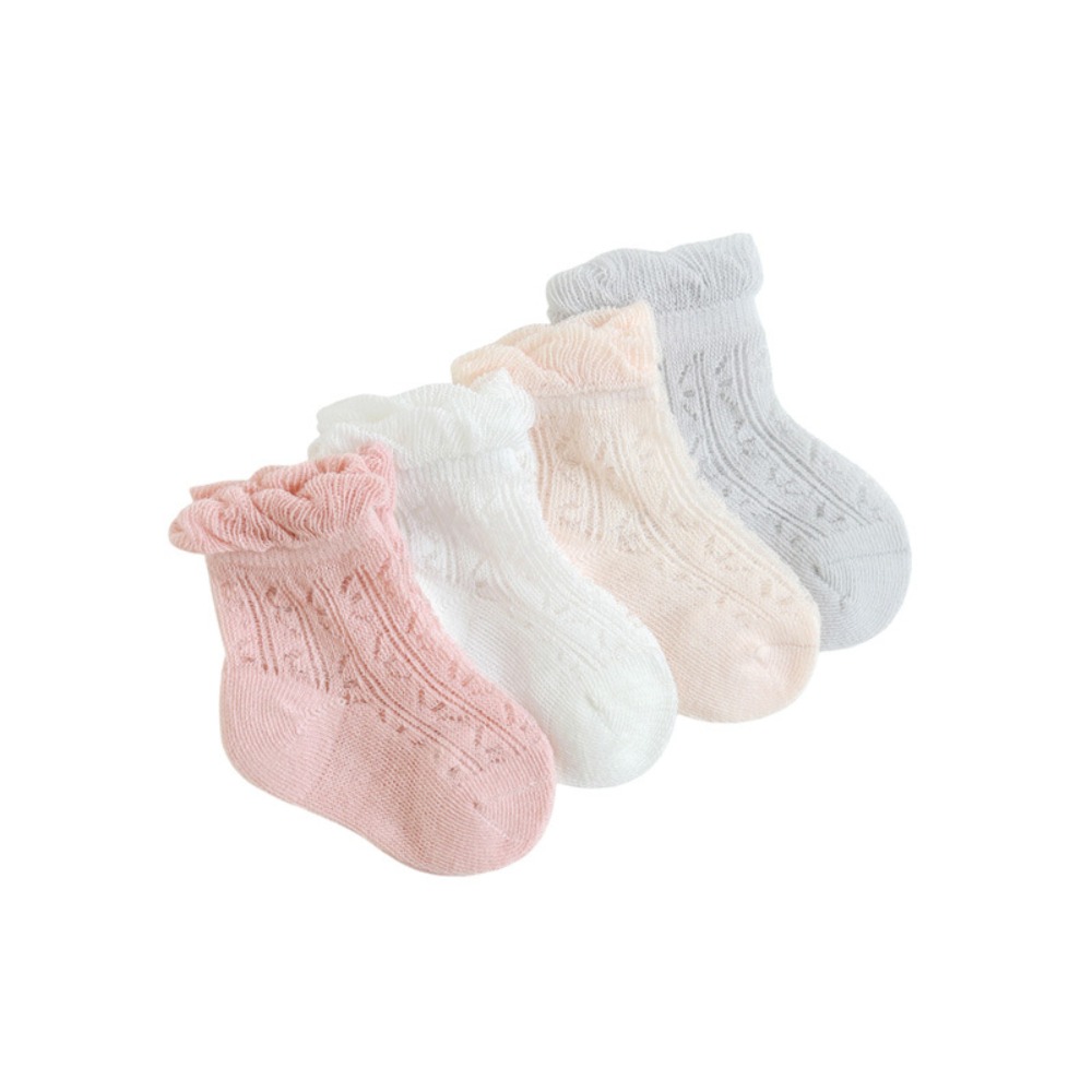 4Pairs Sweet Cotton Baby Ruffl - Unisex Baby Socks Non Slip review and price