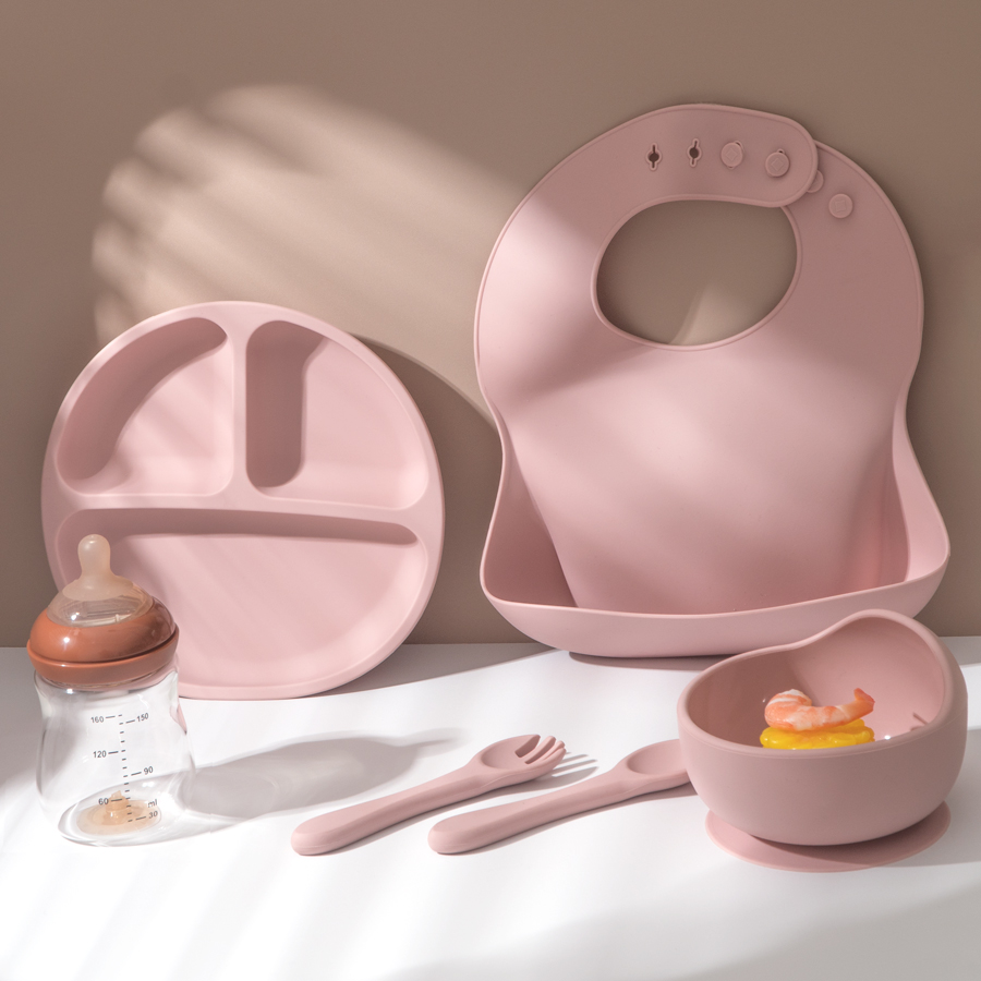 5Pcs Baby Silicone Feeding Set - Waterproof Baby Bibs Silicone review and price