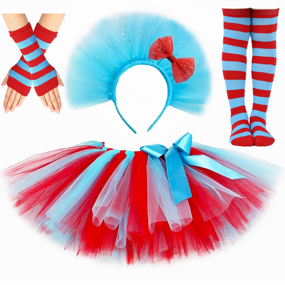 Red Blue Striped Thing Costume - Toddler Girl Tulle Party Dress review and price