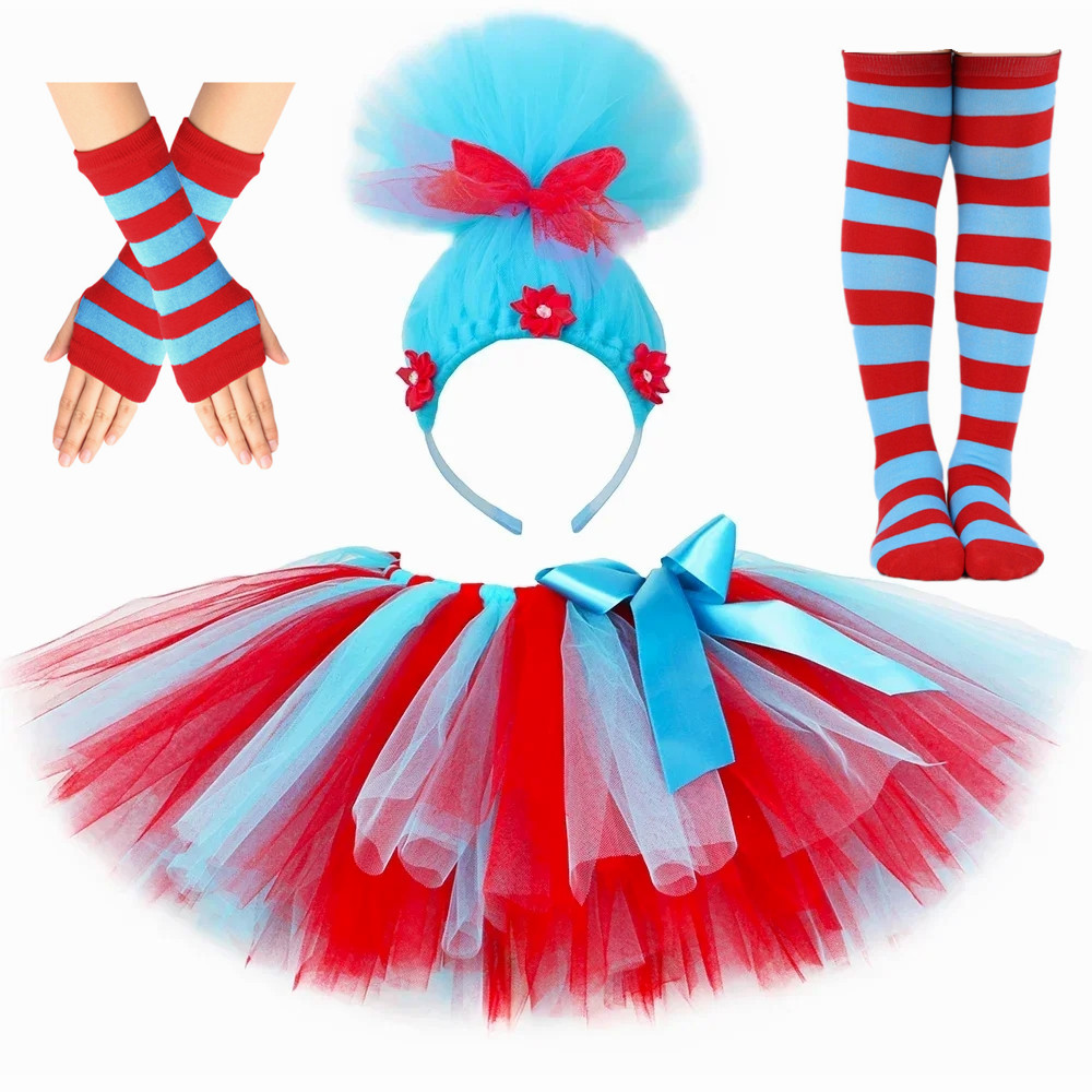 Red Blue Striped Thing Costume - Toddler Girl Tulle Party Dress review and price