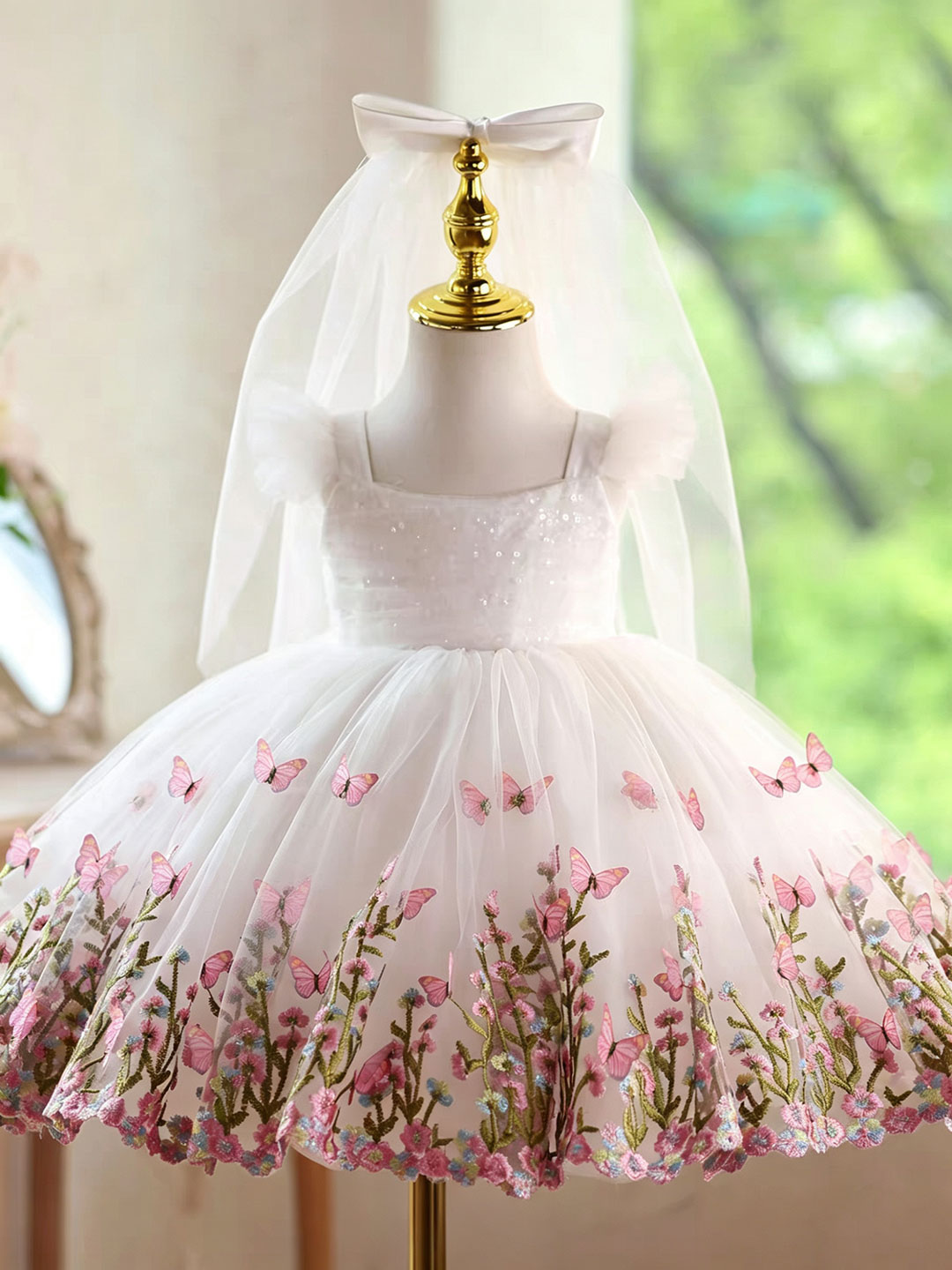 Jill Wish D277 White Butterfly - Toddler Girl Tulle Party Dress review and price