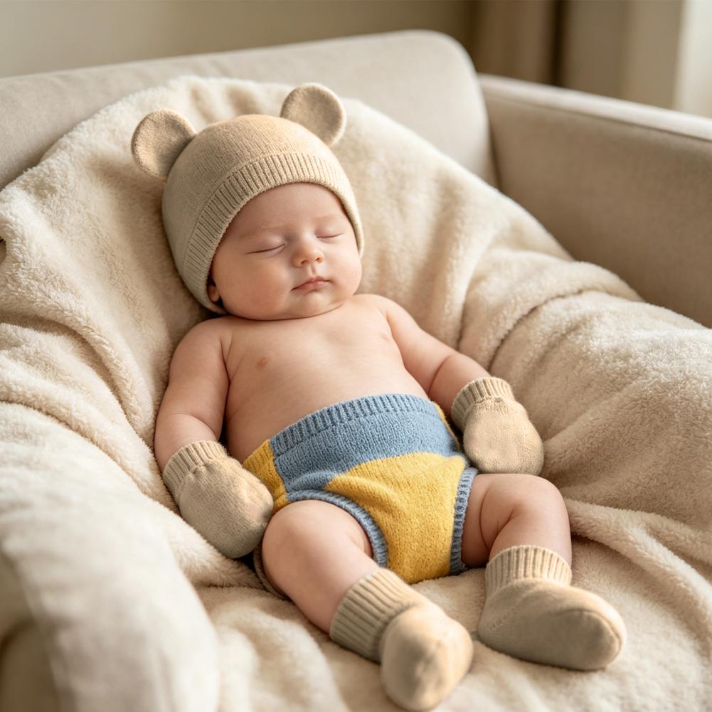 Anti Scratch Mittens for Newbo - Infant Beanie Hat With Ears review and price