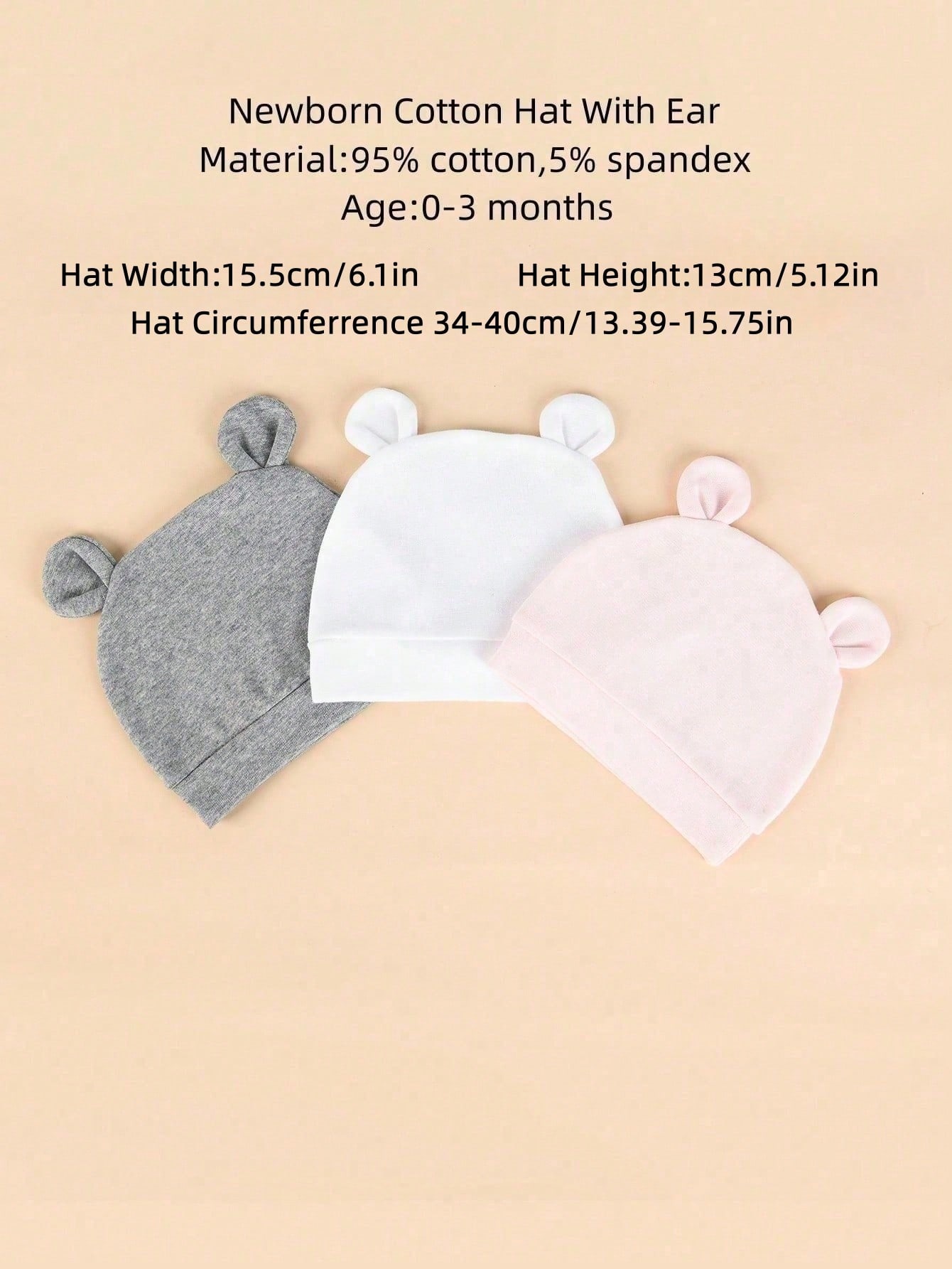 3-Pack Newborn Solid Color Sin - Infant Beanie Hat With Ears review and price