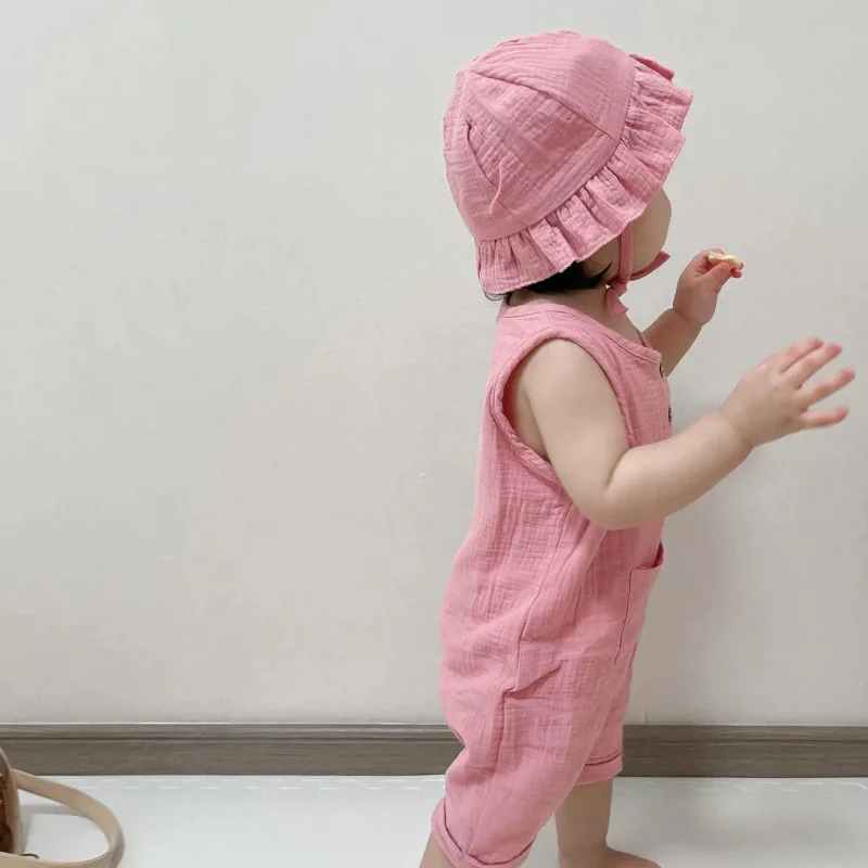 2Pcs/Set Baby Summer Clothing  - Baby Summer Linen Sleeveless Jumpsuit review and price