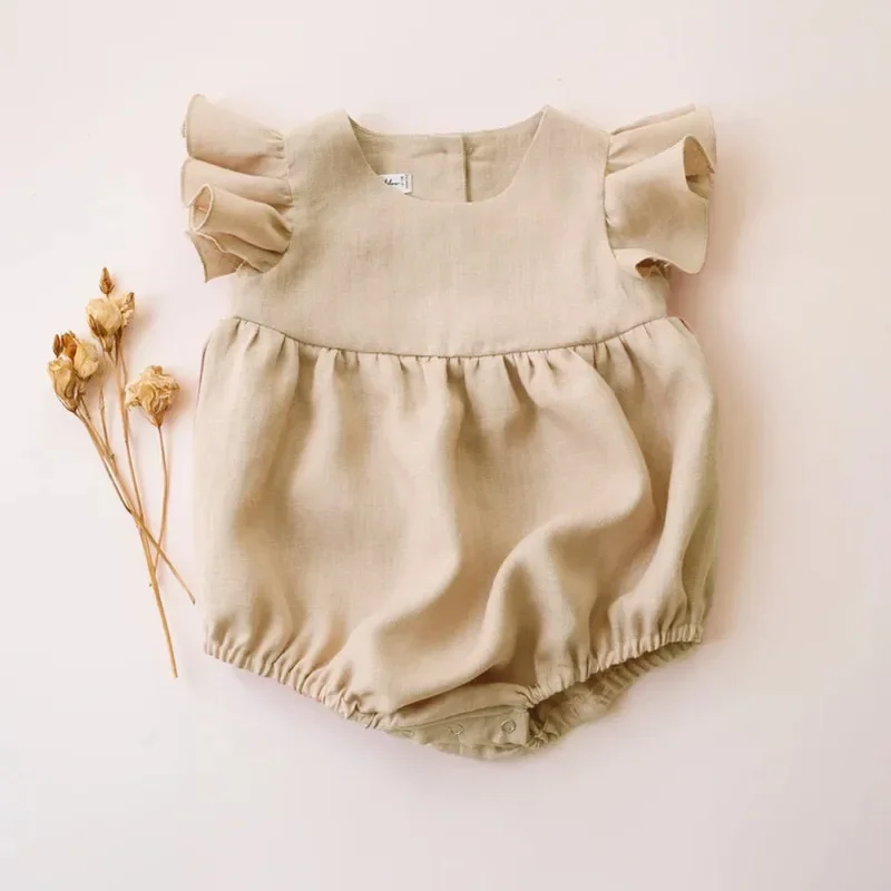 0-24M Linen Cotton Newborn Gir - Baby Summer Linen Sleeveless Jumpsuit review and price