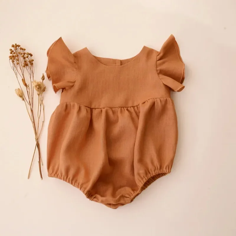 0-24M Linen Cotton Newborn Gir - Baby Summer Linen Sleeveless Jumpsuit review and price