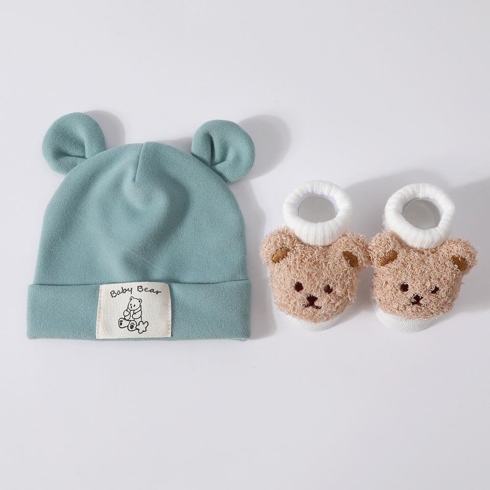 2Pcs/Set Cute Cotton Baby Hat  - Infant Beanie Hat With Ears review and price