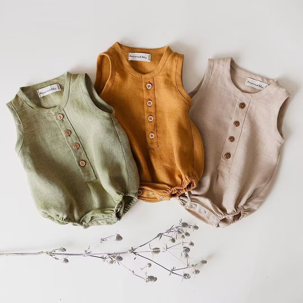 Newborn Baby Boys Linen Cotton - Baby Summer Linen Sleeveless Jumpsuit review and price