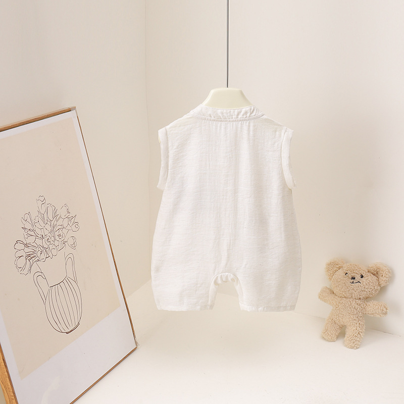 Baby Boys Summer Romper Cartoo - Baby Summer Linen Sleeveless Jumpsuit review and price