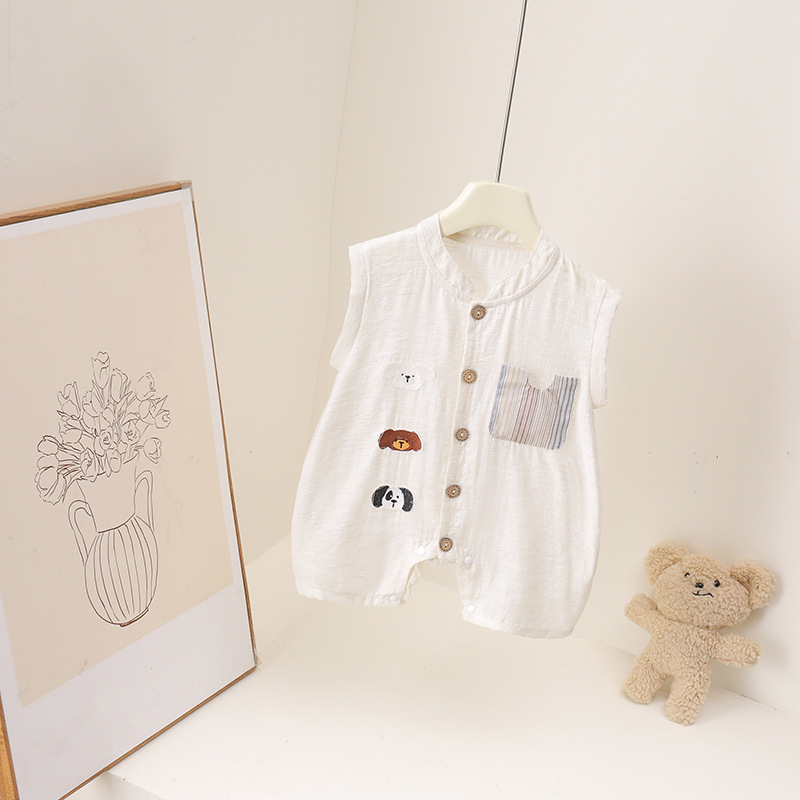 Baby Boys Summer Romper Cartoo - Baby Summer Linen Sleeveless Jumpsuit review and price
